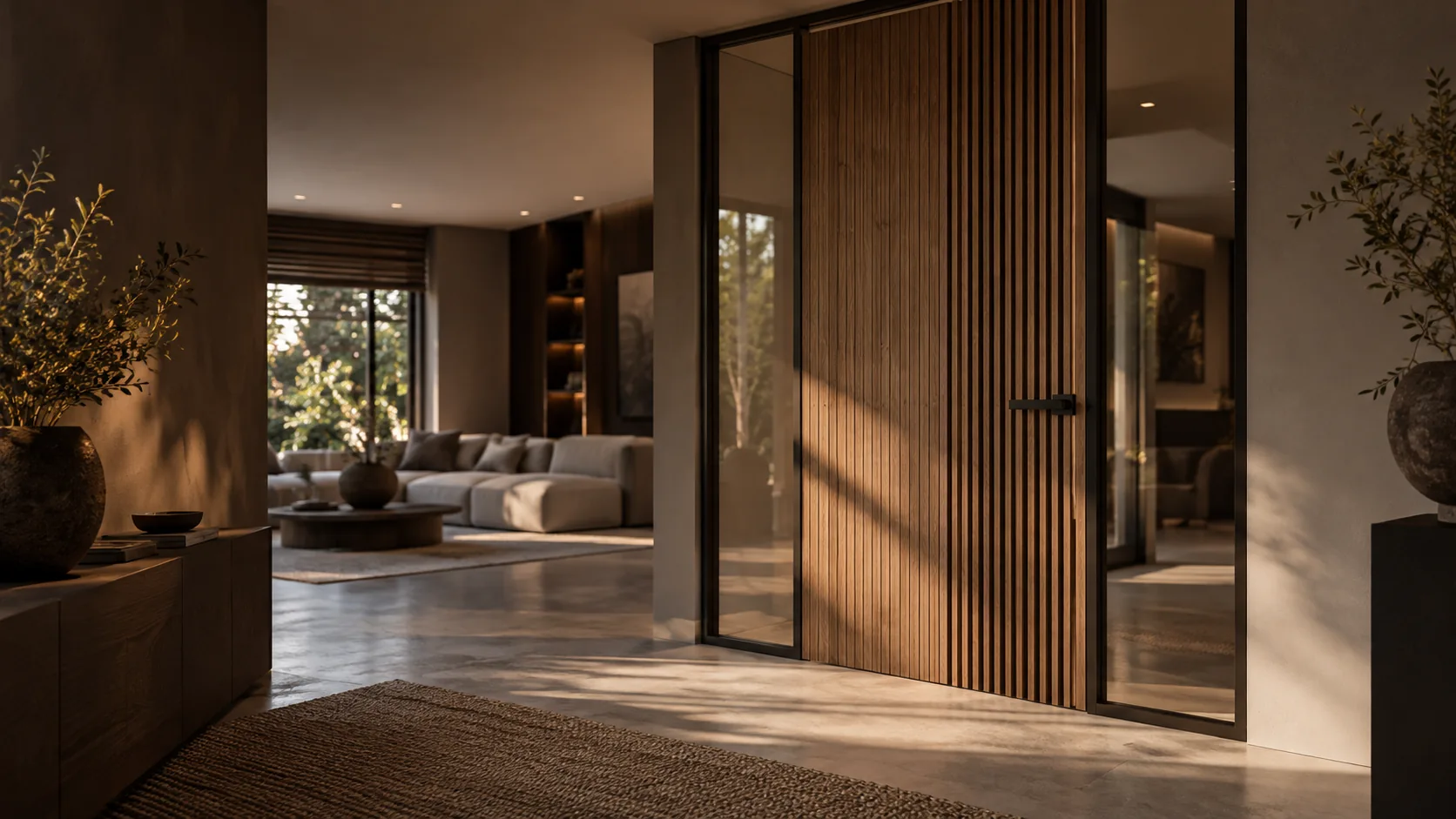 Sfeerimpressie van modern interieur met houten binnendeur